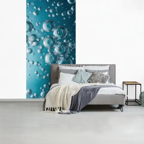 Luchtbellen - Dynamisch - Blauw fotobehang vinyl groot -slaapkamer