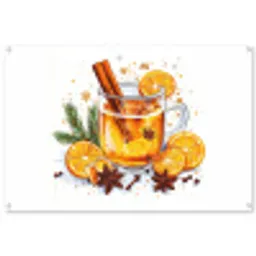 Warm - Thee - Oranje - Kaneel tuinposter los doek groot -3d