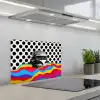 Hamburger - Stippen - Golven - Kleuren keuken achterwand spatscherm klein -3d_schuin