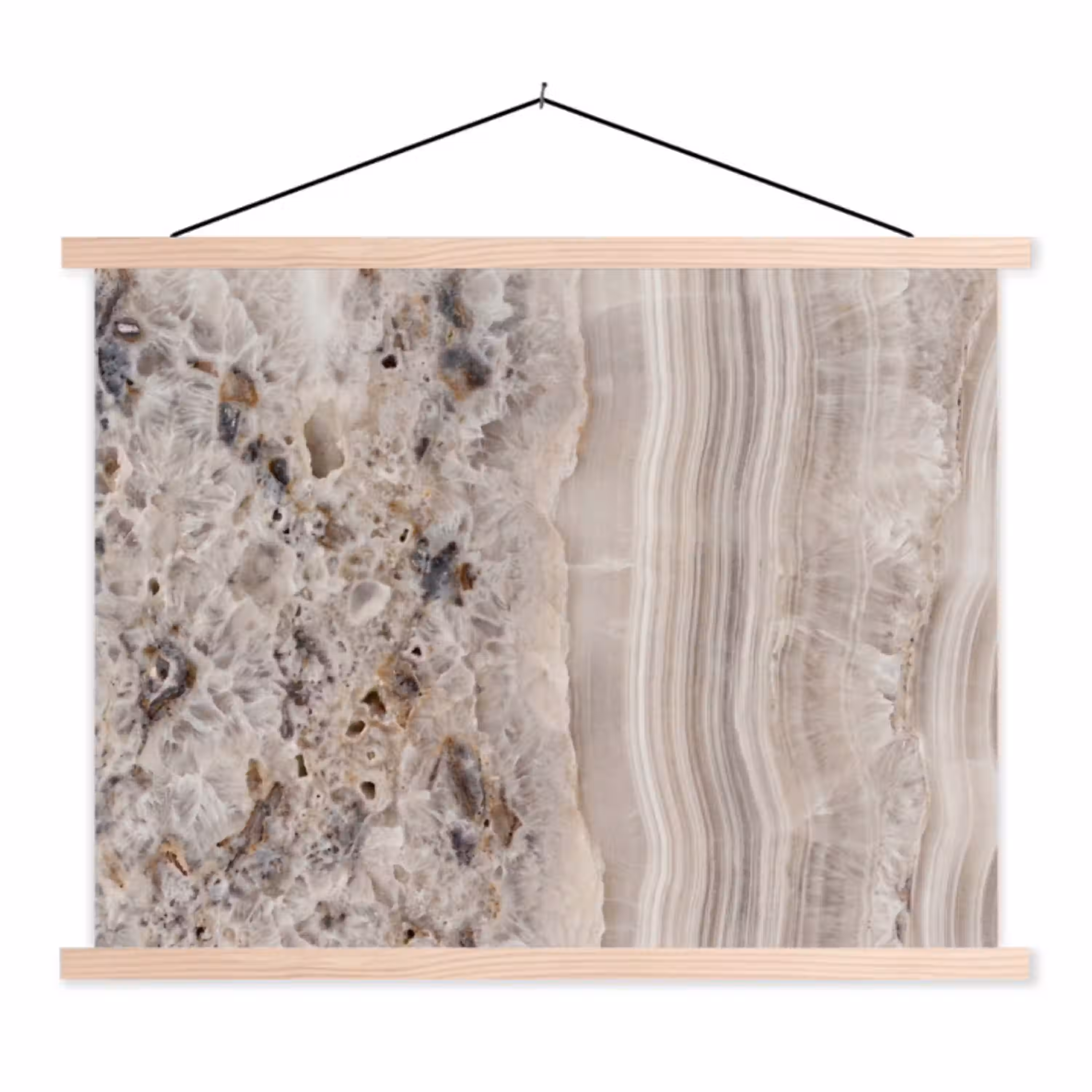 Steen - Textuur - Abstract - Beige - Wit textielposter latten blank klein -3d