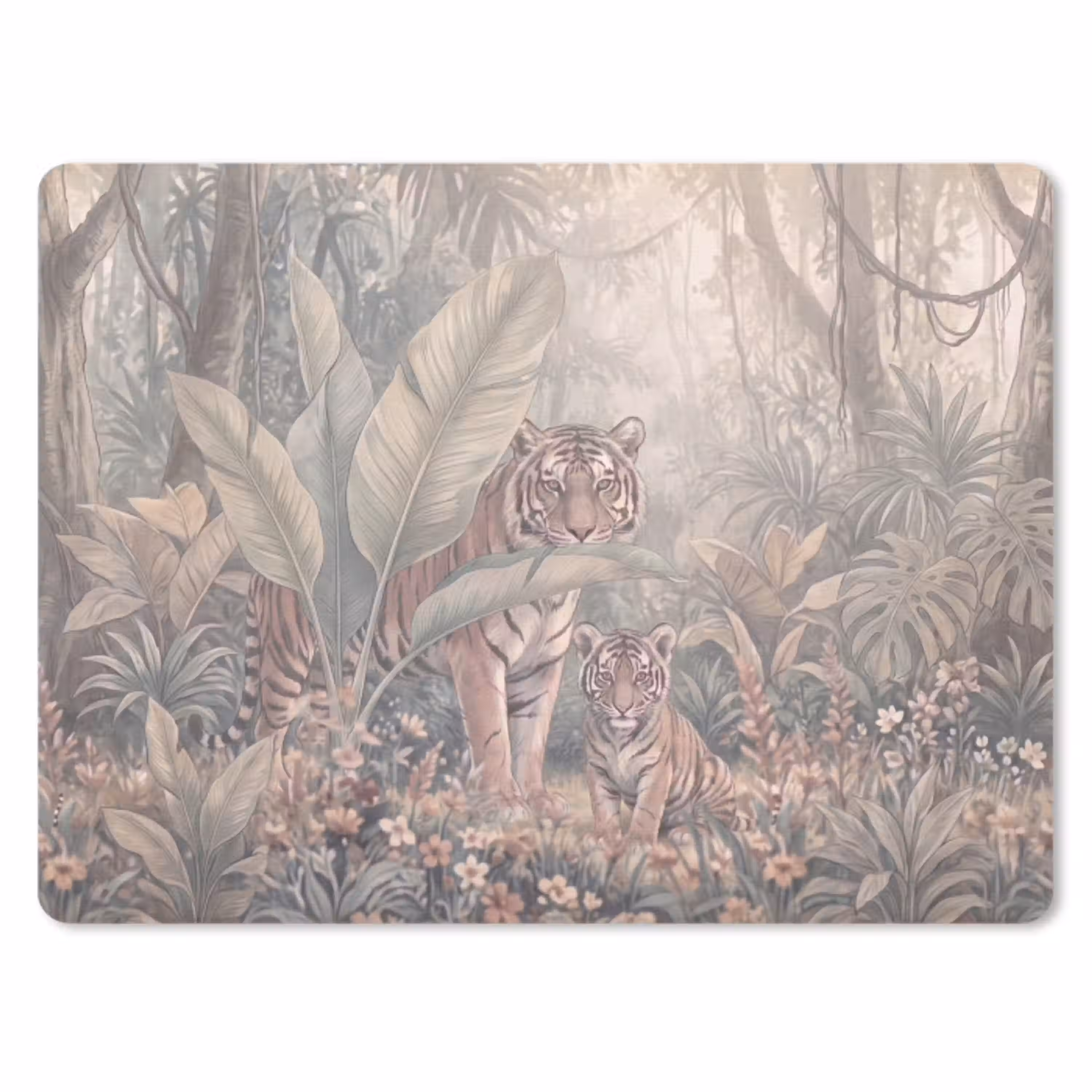 Tijger - Welp - Jungle - Illustratie - Dieren muismat rubber klein -3d