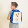 Bruin gevlekte pup op een beige achtergrond Kinderrugzak - Blauw middel -sfeer2