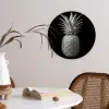 Ananas - Gedetailleerd - Bladeren Wandcirkel kunststof plaat 5mm dik klein -sfeer4