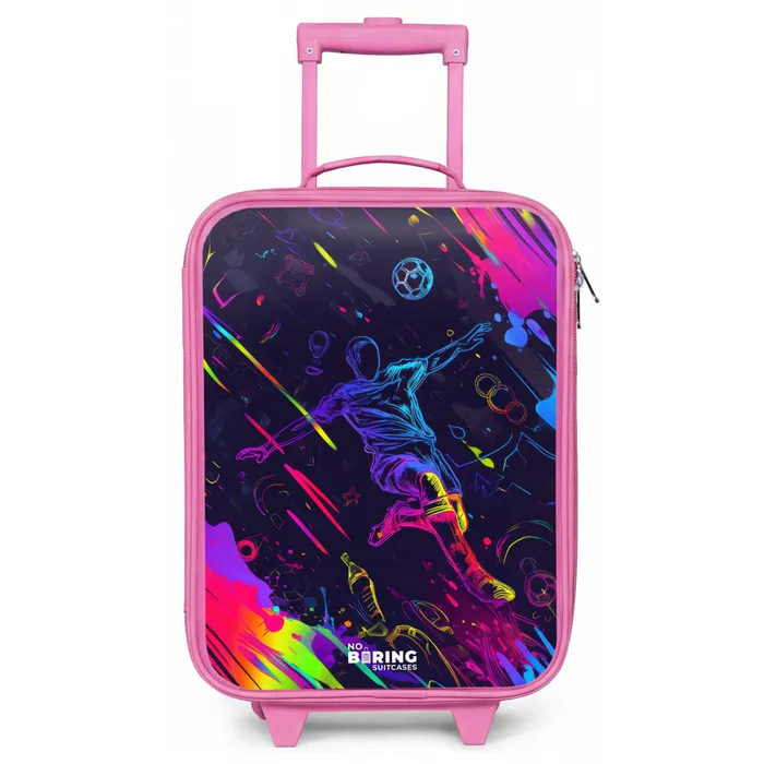Neon actievolle voetbalspeler Kinderkoffer - Roze klein -zz3dotto