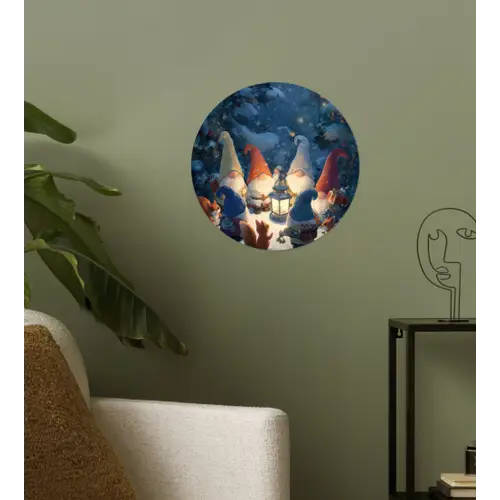 Winter - Gnooms - Eekhoorns - Meerkleurig Wandcirkel behangsticker klein -sfeer2