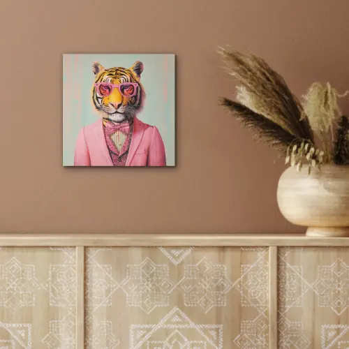 Tijger - Strik - Jasje - Roze aluminium wit klein -sfeer4