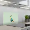 Staart - Dino - Minimalistisch - Blauw keuken achterwand spatscherm klein -3d_schuin