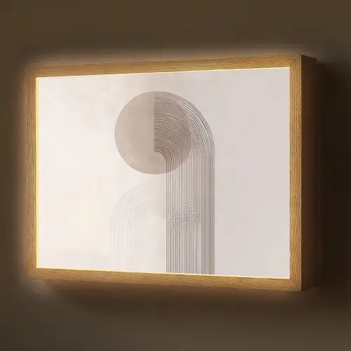 Minimalistisch - Cirkel - Lichtgrijs Light Box met batterij (Wandlamp) middel -z3d_website