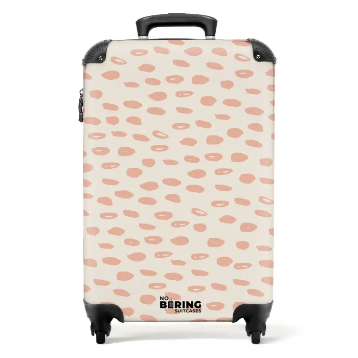 Zalmroze vlekken op crèmekleur NBS - Handbagage koffer - Volwassenen Unisex middel -productfoto_recht