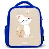 Kitten in de kleuren beige en wit Kinderrugzak - Blauw middel -3d