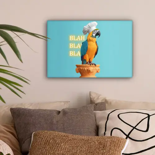Papegaai - Koksmuts - Quote - Neon canvas 2cm klein -sfeer1