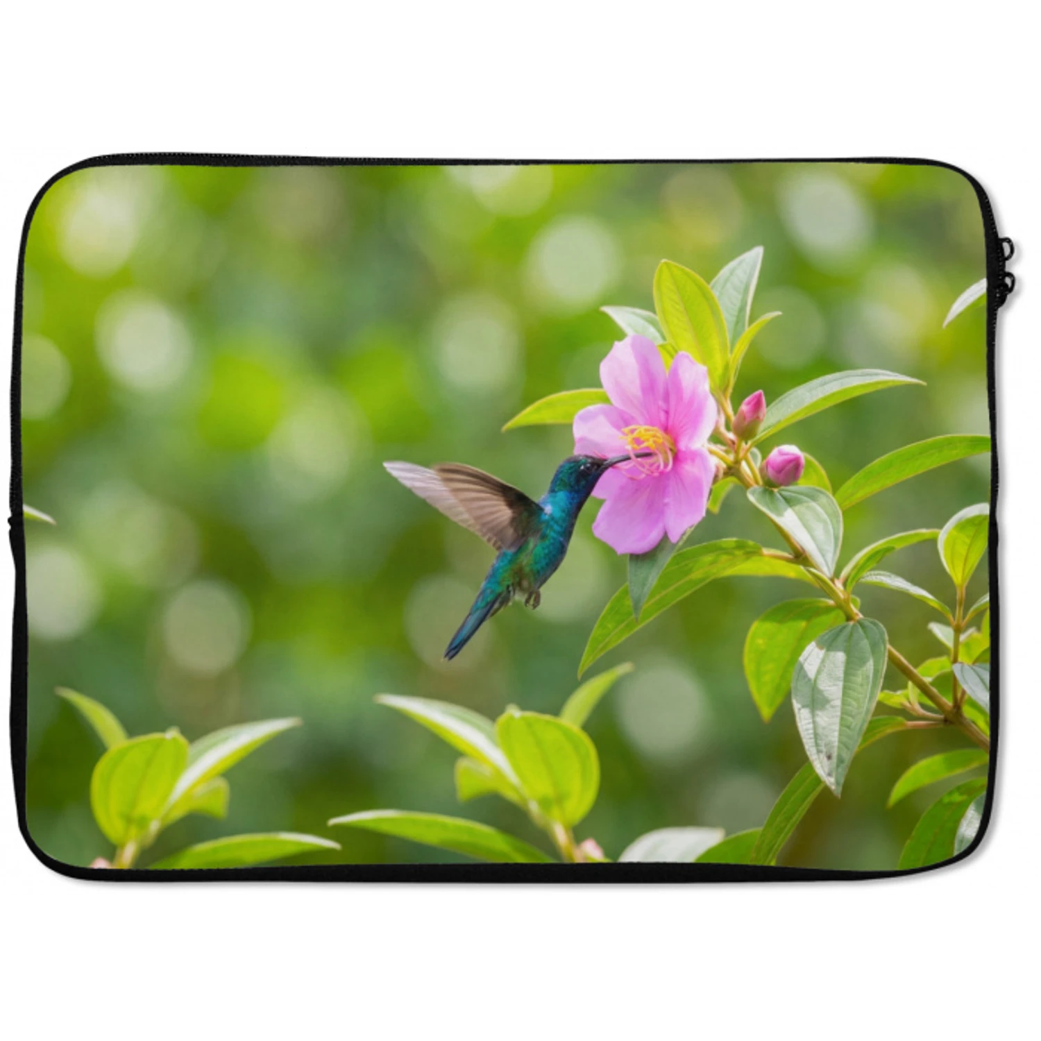Kolibrie - Bloem - Natuur - Groen laptophoes neopreen klein -zkaufland3dotto