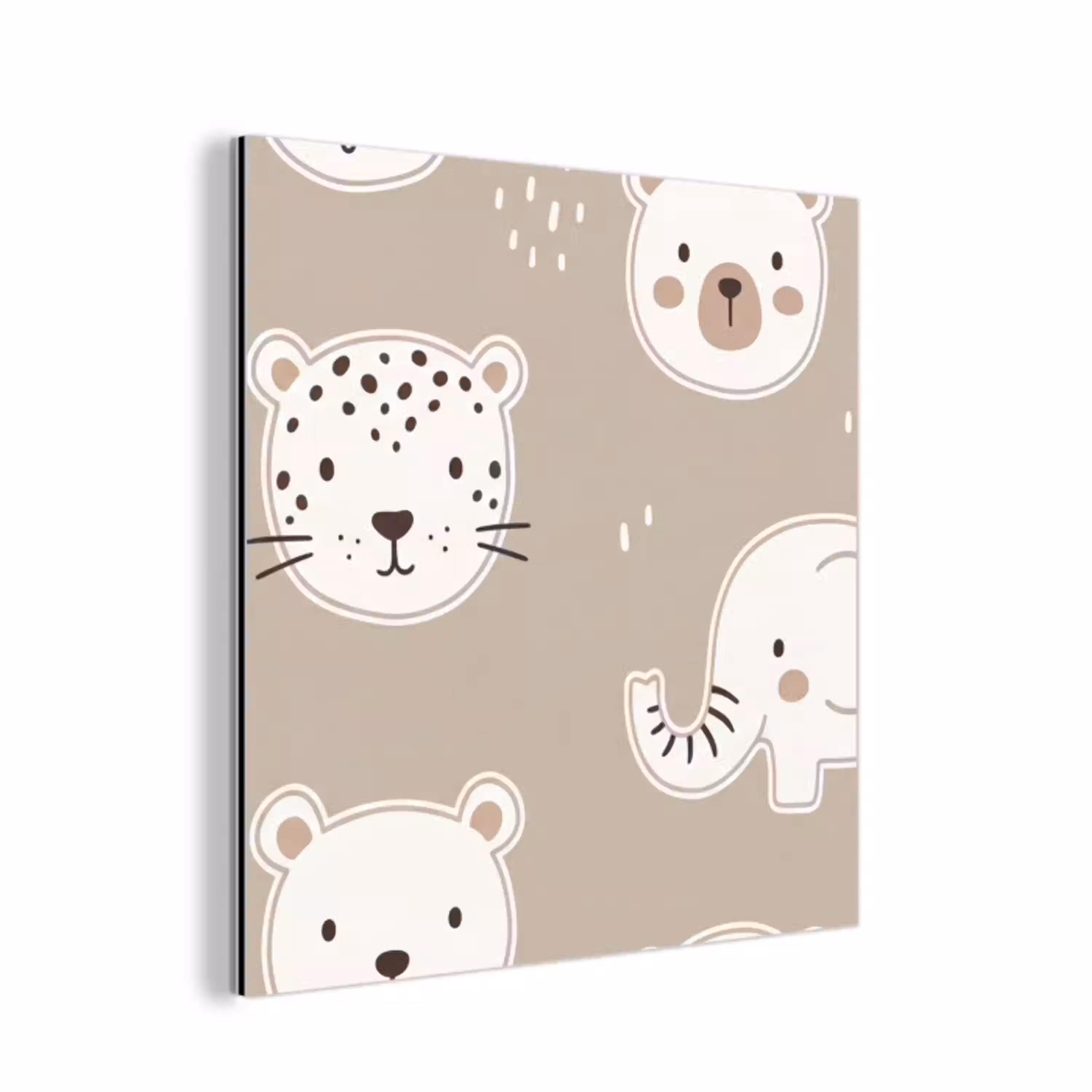 Dieren - Patroon - Illustratie - Modern - Beige aluminium wit klein -3d