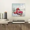Auto - Rood - Cadeaus - Winter - Sneeuw - Kerst plexiglas 5mm klein -sfeer1