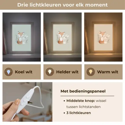 Illustratie - Vos - Konijn - Bladeren Light Box met kabel klein -USP_lichtkleurNL