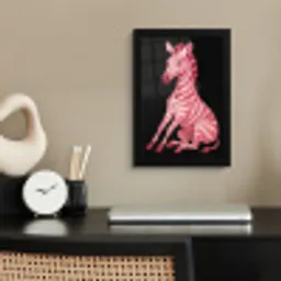 Zebra - Roze - Gestreept fotolijst zwart zonder passe partout klein -sfeer1