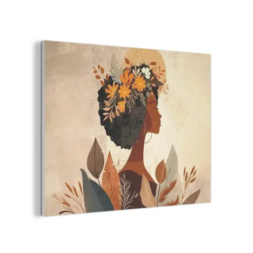 Vrouw - Krullen - Bloemen - Beige PET vilt klein -3d