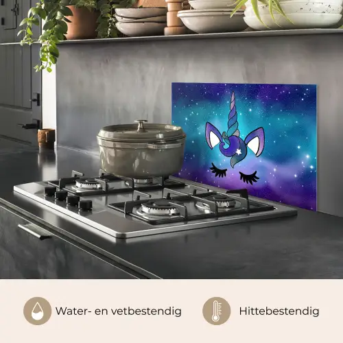 Eenhoorn - Sterrenhemel - Ster - Blauw keuken achterwand spatscherm klein -usp_NL