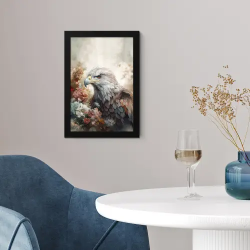 Arend - Adelaar - Vogel - Bloemen - Natuur fotolijst zwart zonder passe partout klein -sfeer4
