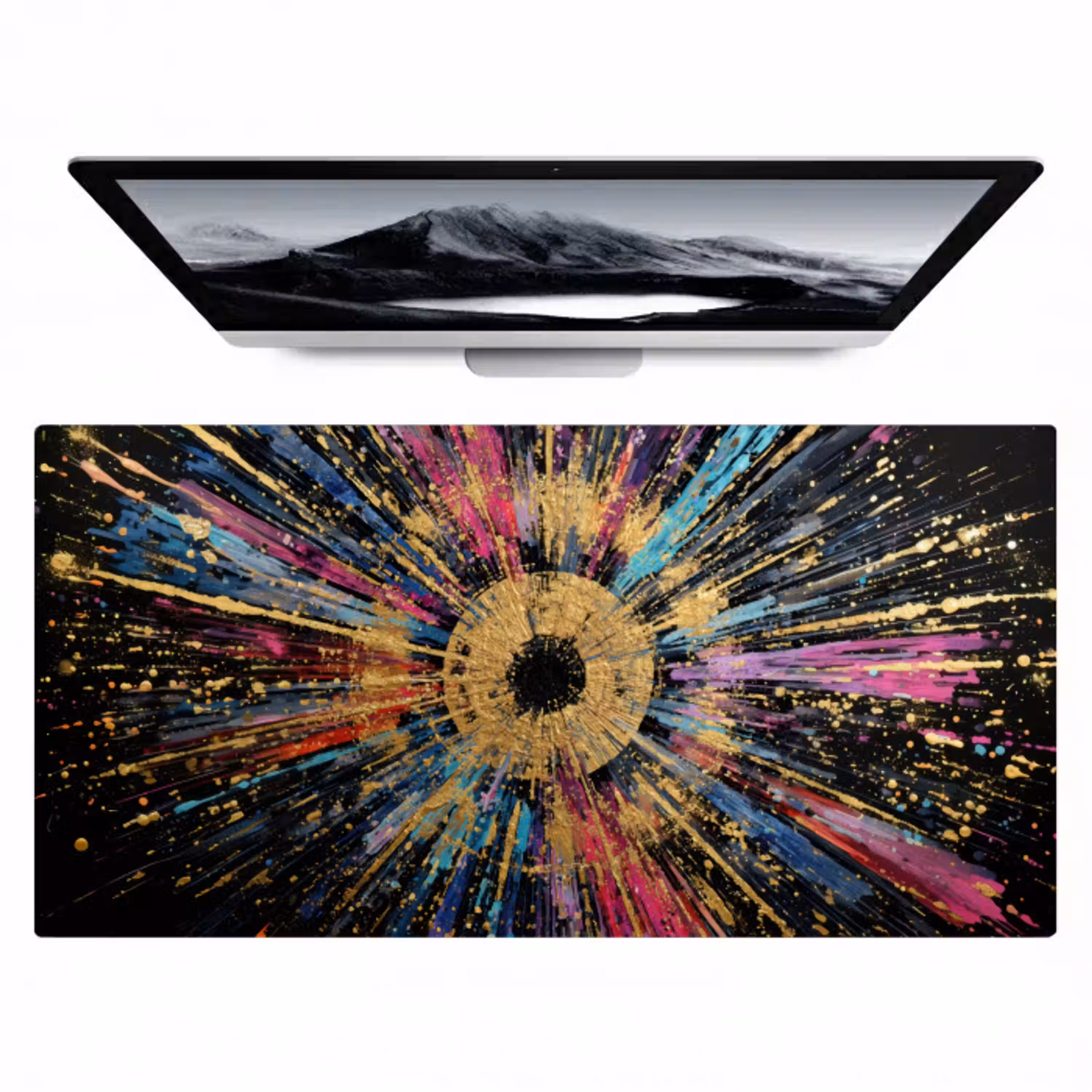 Explosie - Goud - Kleurrijk - Abstract Muismat XXL klein -zzz3d