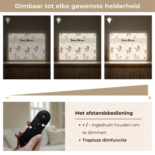 Veulens - Paard - Patroon - Beige Light Box met batterij (Wandlamp kind) middel -USP_dimbaarNL