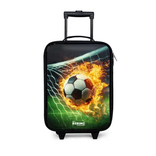 Vuurvoetbal in doelnet vastgelegd Kinderkoffer - Zwart klein -3d