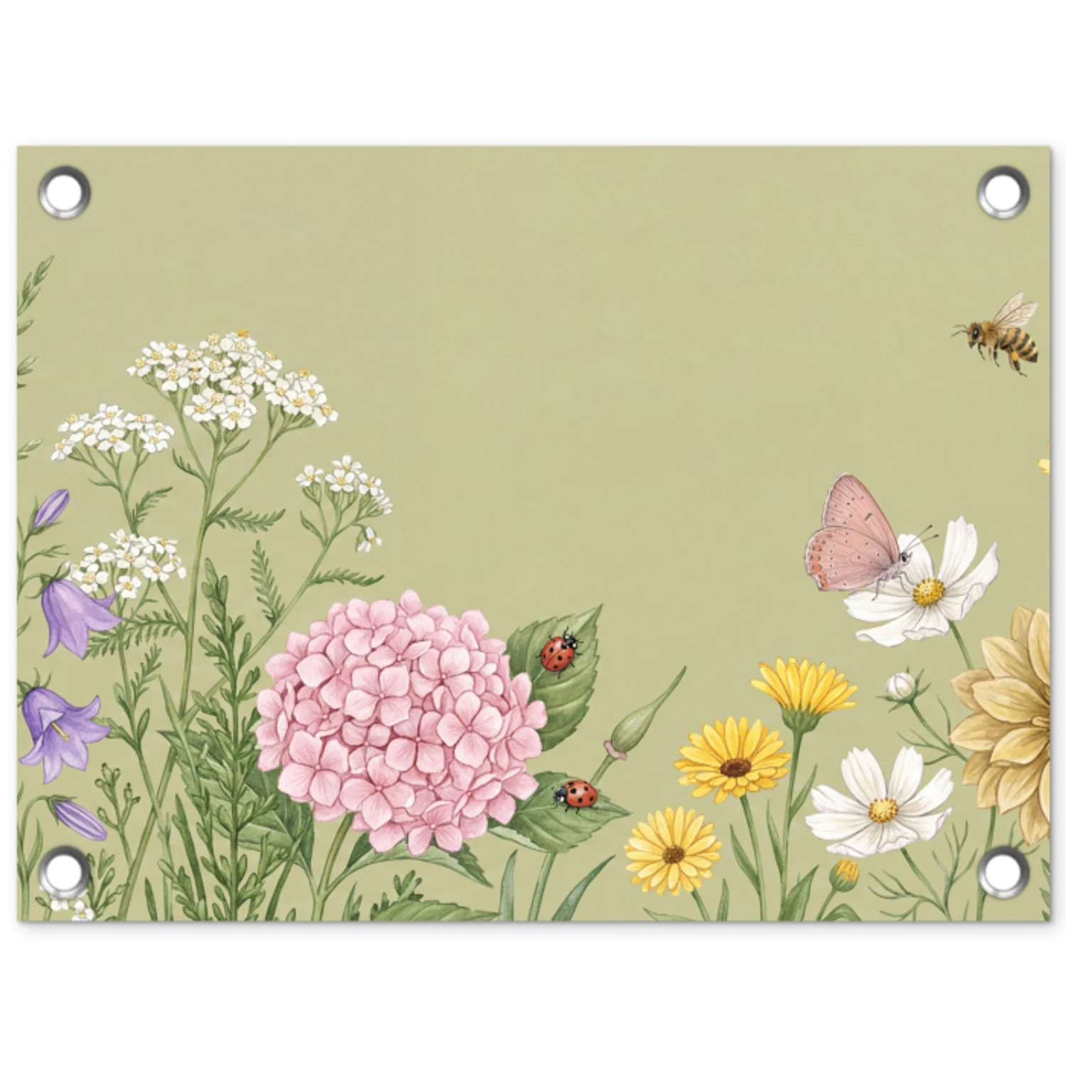 Botanisch - Bloemen - Kleurrijk tuinposter los doek klein -3d