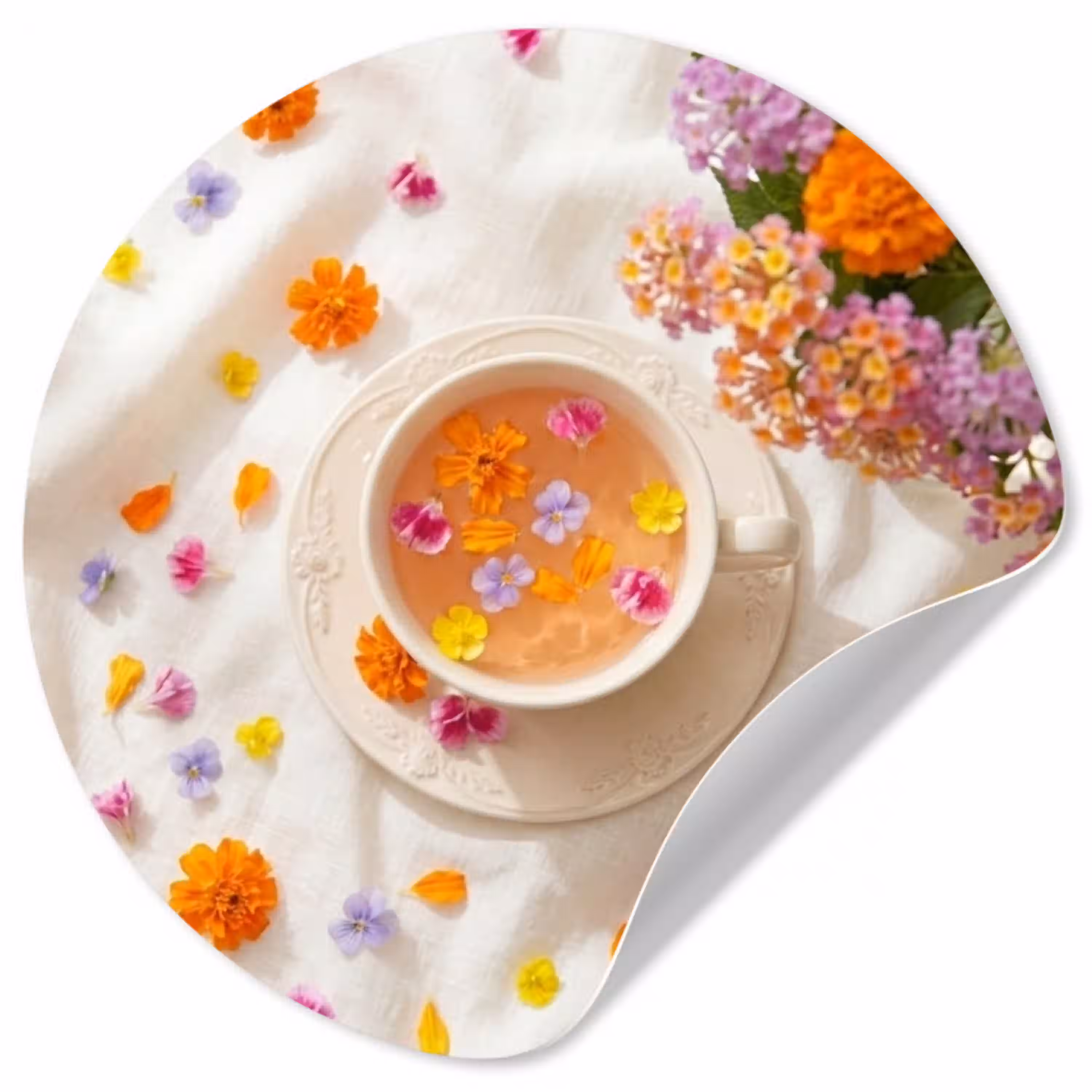 Bloemen - Kop - Natuur - Kleurrijk - Zomer Wandcirkel behangsticker klein -3d