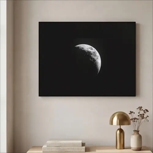 Maan - Hemel - Zwart - Schaduw Textielframe zwart klein -sfeer2