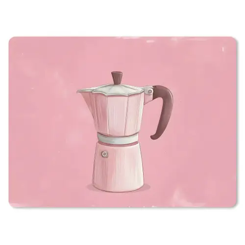 Roze - Mokkapot - Illustratie - Koffie muismat rubber klein -3d