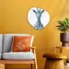 Giraffe - Delfts blauw - Dieren - Minimalistisch Wandcirkel Organisch Forex 3mm klein -sfeer4