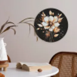 Bloem - Verf - Goud - Graffiti - Modern Akoestische PET Vilt - Rond klein -sfeer3