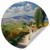 Mensen - Wandelen - Zandpad - Velden Wandcirkel behangsticker klein -3d