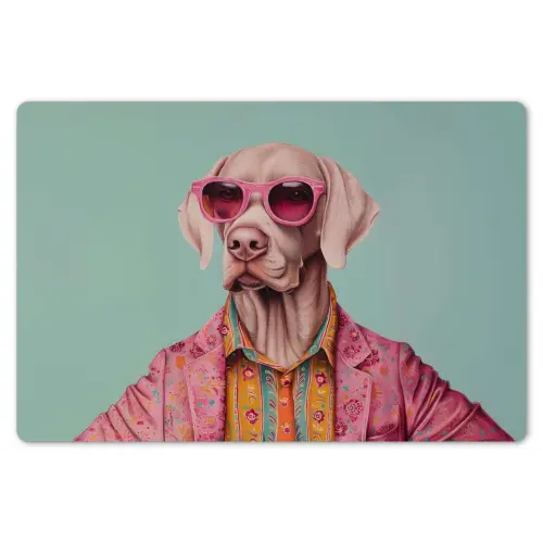 Hond - Overhemd - Bloemen - Bril Placemat vinyl groot -zzsfeer1_Kitchenyeah-website