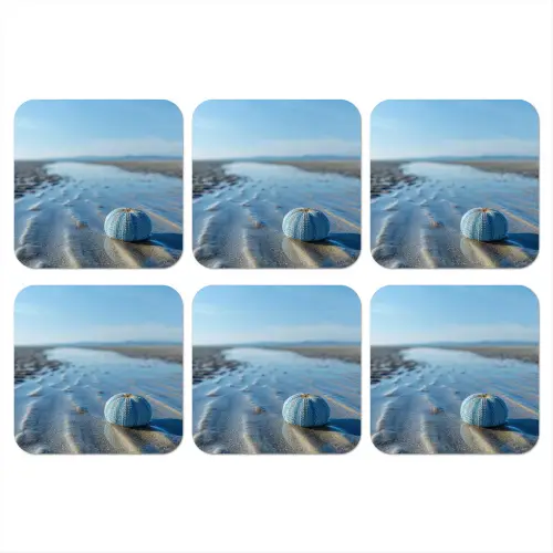 Strand - Schild - Water - Blauw onderzetter kurk middel -3d