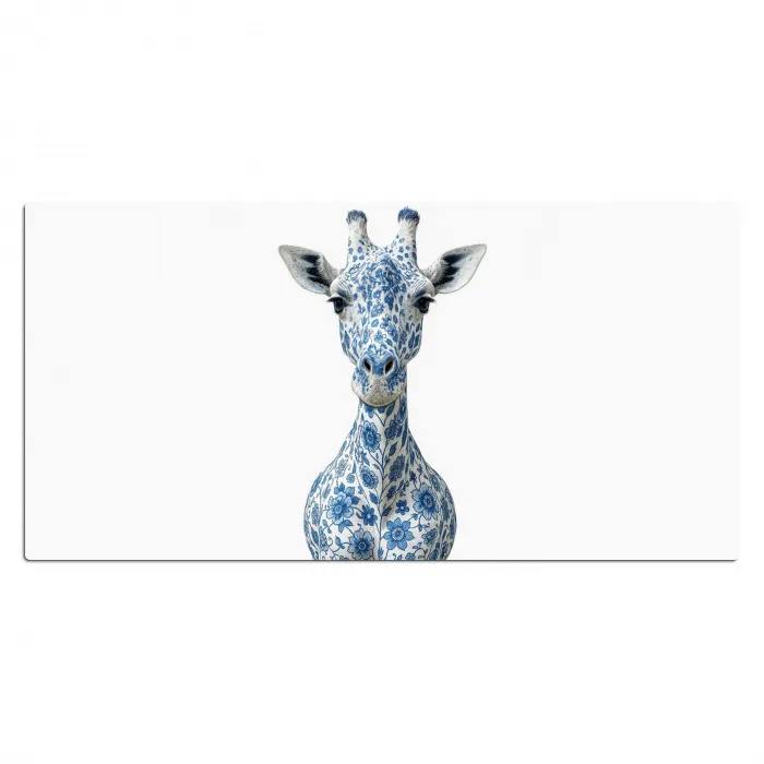 Giraffe - Delfts blauw - Dieren - Minimalistisch Muismat XXL klein -3d_leeg