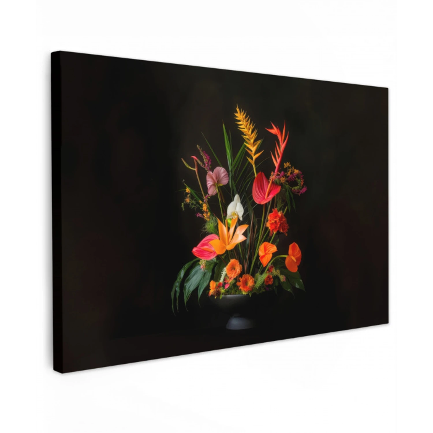 Schaal - Boeket - Bloemen Tuinposter op houten frame 2 cm dik klein -3d