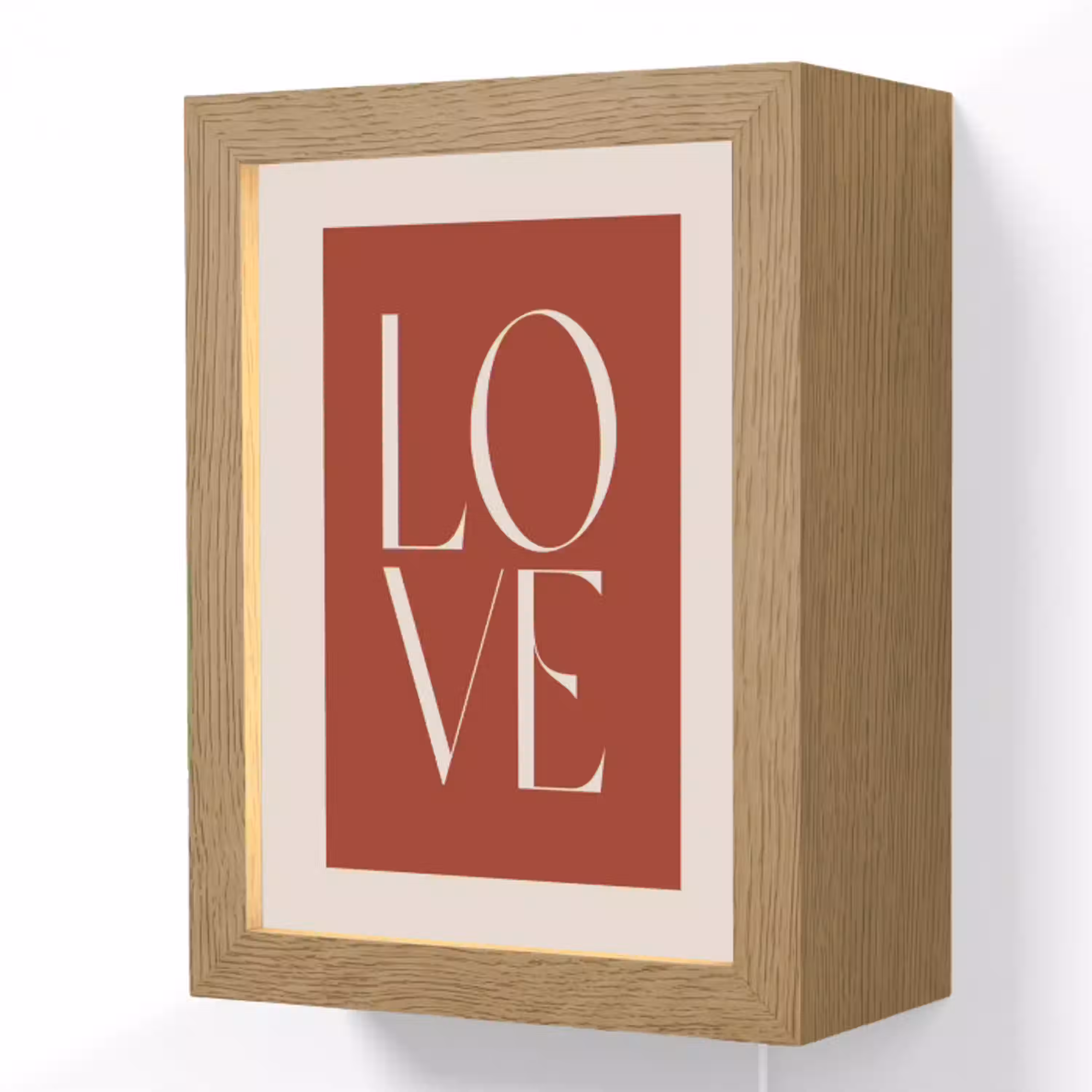Love - Rood - Minimalistisch Light Box met kabel (Wandlamp) klein -3d