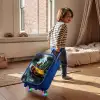 T-Rex op oranje sportauto in regenachtig woud Kinderkoffer - Blauw klein -sfeer1