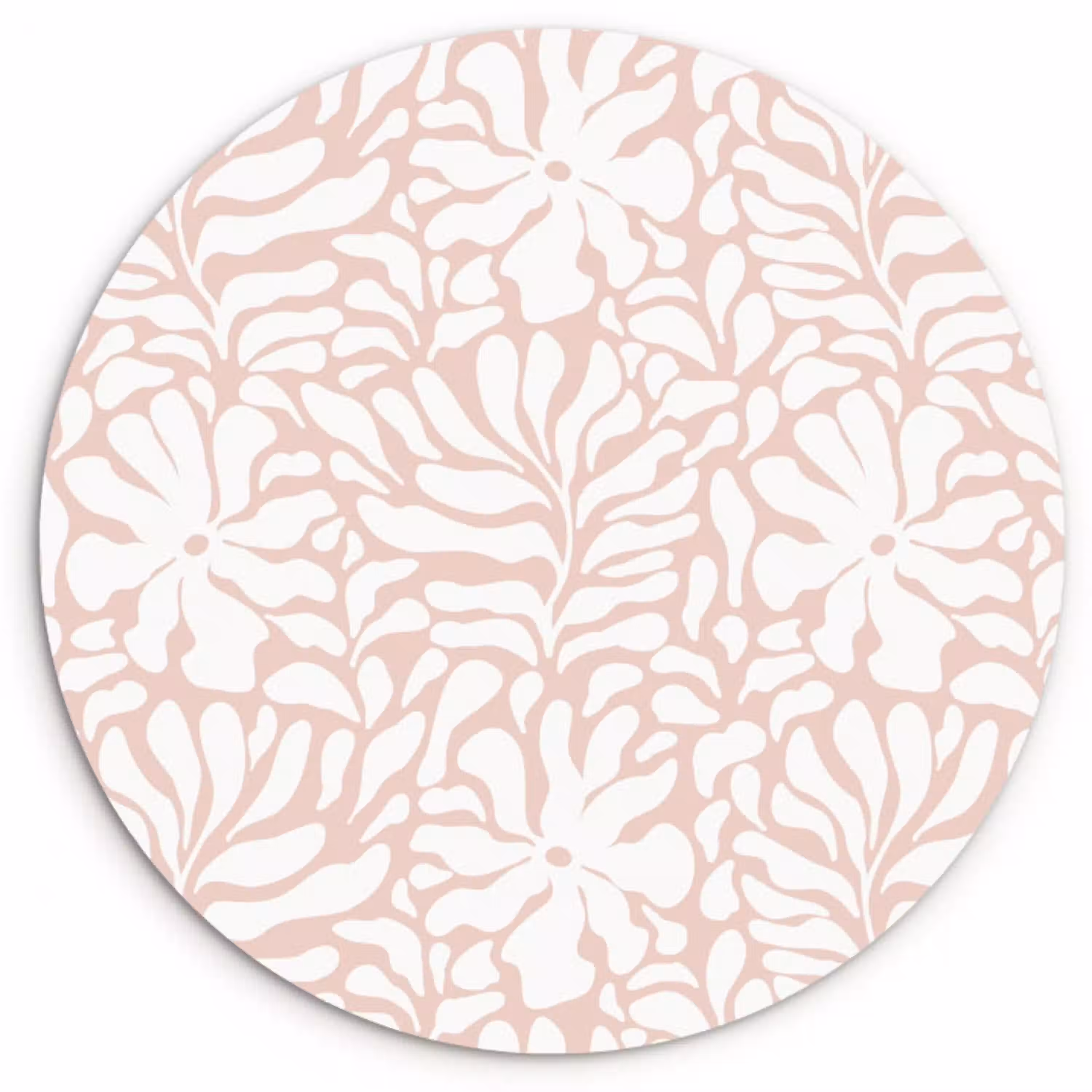 Patroon - Bloemen - Roze - Wit Wandcirkel plexiglas klein 852 -3d