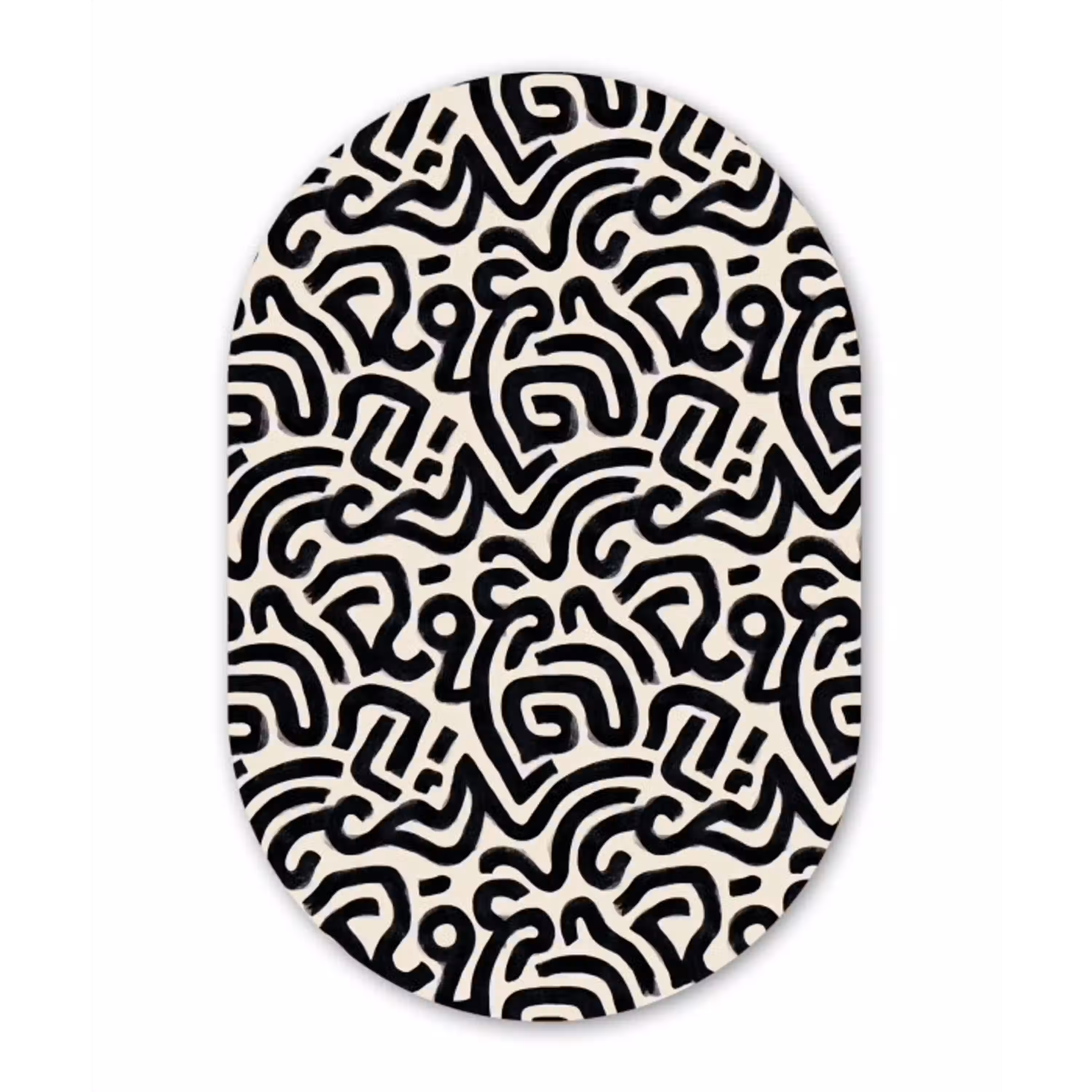 Modern - Abstract - Zwart Wandcirkel Ovaal Aluminium middel 839 -3d