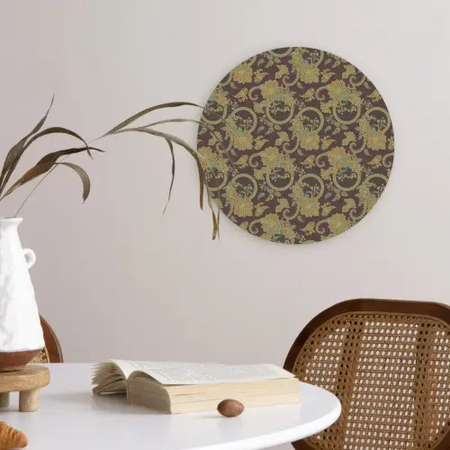 Bruin - Groen - Bloemen Wandcirkel kunststof plaat 5mm dik klein 188 -sfeer4