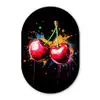 Kersen - Fruit - Graffiti - Verf - Abstract - Modern - Kleurrijk Wandcirkel Ovaal Forex klein -3d