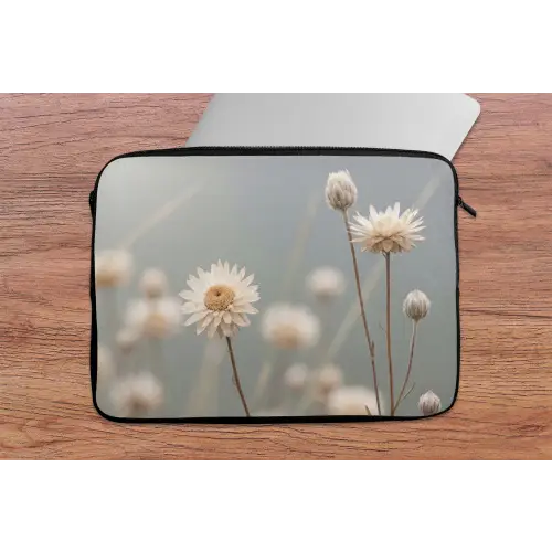 Strobloemen - Wit - Daglicht laptophoes neopreen klein -tafel