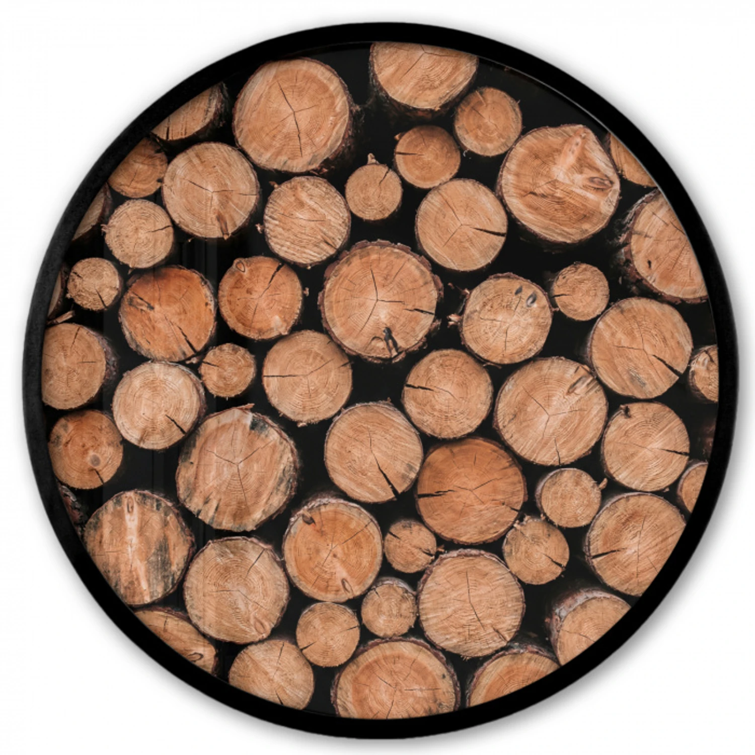 Houtblokken - Textuur - Patroon - Bruin - Rustiek Fotolijst rond zonder passe partout klein -3d