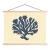 Blauw koraal - Vertakkingen - Beige textielposter latten blank klein -3d