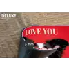 Hond - Hartjesbril - Loveyou - Rood Placemat vinyl groot -closeup