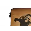 Wereldkaart - Bruin - Kaart laptophoes neopreen klein -detail