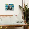Vrouw - Bril - Regenboog - Wolken tuinposter los doek klein -sfeer7