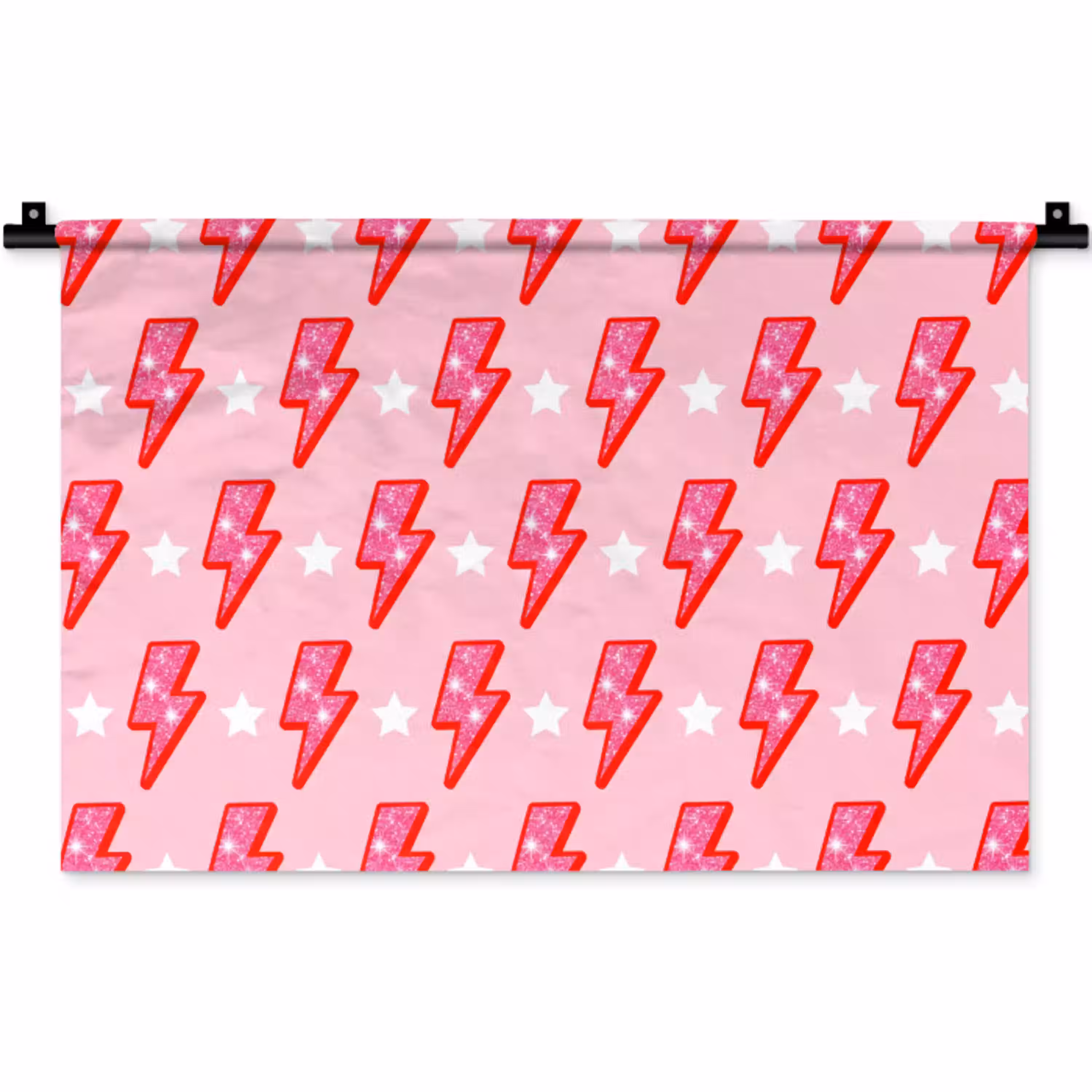 Patroon - Bliksem - Ster - Glitter - Roze Wandkleed katoen klein -zz3d